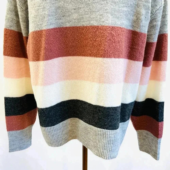 BEACHLUNCHLOUNGE Women Long Sleeve Pullover Mock Neck Striped Sweater Size Large - Picture 10 of 14